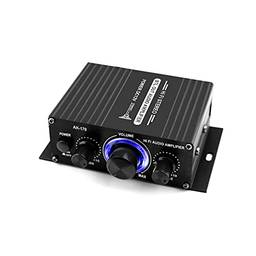 Henniu AK170 12V Mini amplificador de potência de áudio Receptor de áudio digital AMP Canal duplo 20W + 20W Controle de volume de graves agudos para carro Uso doméstico