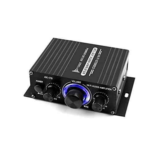 Henniu AK170 12V Mini amplificador de potência de áudio Receptor de áudio digital AMP Canal duplo 20W + 20W Controle de volume de graves agudos para carro Uso doméstico