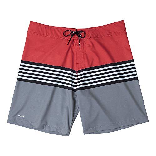 Shorts De Praia Boardshort Estampado Listras, Mash, 38, Vermelho, Masculino