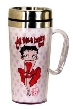 Spoontiques - Caneca de viagem isolada - Copo de café Betty Boop Brains - Presente para amantes de café - Caneca de café divertida - 425 g - Branco