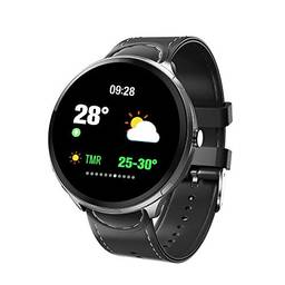 Relógio Smartwatch Unissex IFIST Pulseira em Couro, Bluetooth Tela LCD redonda com contador de Calorias - Lançamento 2020