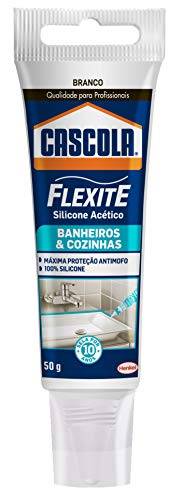 Cascola Flexite Banheiros & Cozinhas, Selante 100% silicone, Silicone acético de Alta Resistência, Fácil de Aplicar, 1x50g