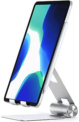 Satechi Suporte dobrável para tablet R1 multi-ângulo – Compatível com iPad Air M1 2022, iPad Pro M1 2021, iPad Pro 20/2018, iPhone 13 Pro Max/13 Pro/13 Mini/13, iPhone 12 Pro Max/12 Mini/12 (prata)