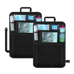Moniss 2 pacotes de organizador multifuncional de banco traseiro de carro dobrável protetor de assento à prova d'água com suporte de tablet transparente para crianças pequenas
