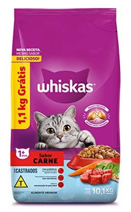 Ração Whiskas Carne Gatos Adultos Castrados 10.1 kg (LEVE 10.1kg PAGUE 9kg)
