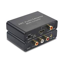 Adaptador de áudio ARC de 192 KHz Extrator de áudio HD Conversor de áudio digital para analógico DAC SPDIF Saída de conector coaxial RCA de 3,5 mm