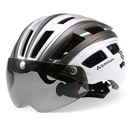 KKcare Capacete de mountain bike capacete de motociclismo com luz de fundo viseira magnética destacável de proteção UV para homens mulheres