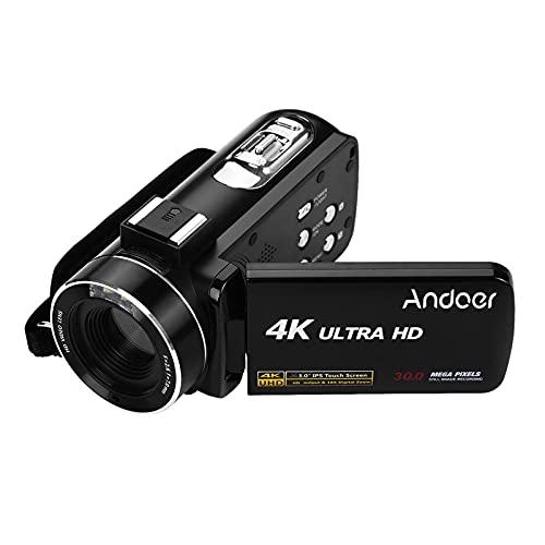 Miaoqian Câmera de vídeo digital profissional 4K Ultra HD HD de mão Câmera de vídeo digital profissional Câmera de vídeo com sensor CMOS com sapata para montagem de microfone Função anti-vibração d