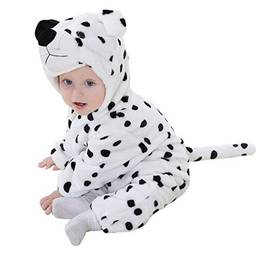 Elonglin Macacão Animal Flanela para Bebês Unissex Zíper com Capuz Pijama para Bebês Macia Quente K 6 – 12 meses