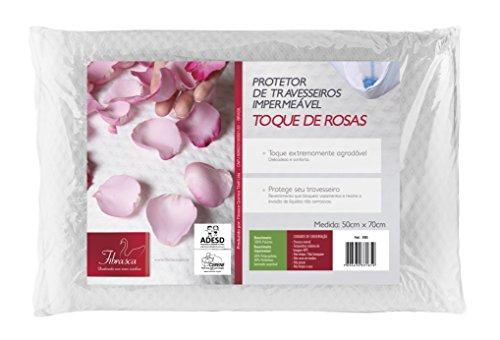 Protetor de Travesseiro Impermeável, Toque de Rosas com Zíper, 100% Poliéster, 50X70Cm, Branco, Fibrasca