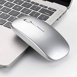 Acessório de computador, Romacci Mouse 2.4G sem fio ultrafino silencioso mouse portátil e elegante mouse recarregável 10m / 33 pés transmissão sem fio (prata)