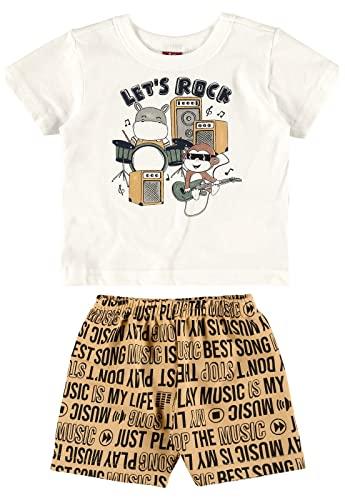 Conjunto Bebê Camiseta Short, Bee Loop, Bebê Menino, NATURAL, M