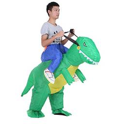 Yuwao Fantasia inflável de dinossauro T-Rex para adultos, fofa, funciona com ventilador, fantasia de animal para festa de Dia das Bruxas
