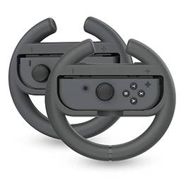 TALK WORKS Steering Wheel Controller for Nintendo Switch 2 Pack - Switch Racing Games Accessories Joy Con Controller Grip for Mario Kart - Grey