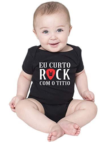Body Criativa Urbana Bebê Frases Engraçadas Rock com o Titio Tio Preto P