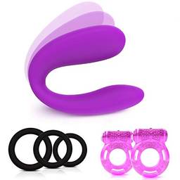 Mibee Conjunto de anéis de bloqueio de vibrador de cabeça dupla de silicone brinquedo de estimulação sexual para casais