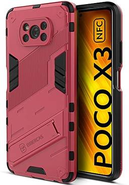 SHUNDA Capa para Xiaomi Poco X3 NFC, ultrafina, de silicone macio, TPU (poliuretano termoplástico), capa traseira resistente com absorção de choque com suporte - rosa vermelha