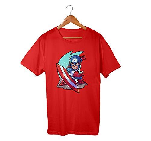 Camiseta Unissex Avengers Capitão America Escudo Geek Marvel (XG, VERMELHA)