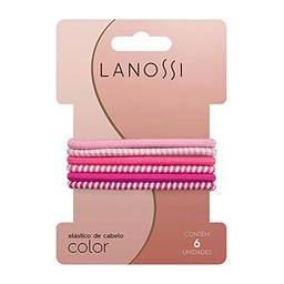Elásticos de Cabelo Daily Pink - Pacote com 6 Unidades, Lanossi Beauty & Care, Rosa