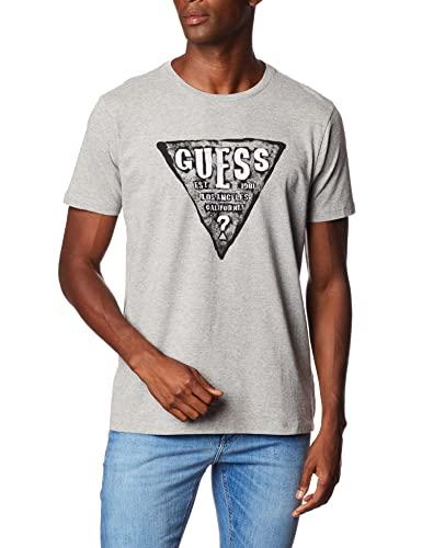 T-Shirt Triangulo Flocado, Guess, Masculino, Cinza Médio, 3G