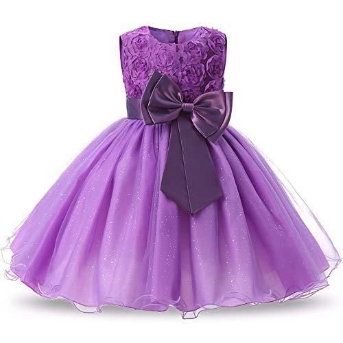 Vestido de princesa floral para meninas, vestido de verão, tutu, festa de aniversário para meninas, fantasia infantil, design de formatura, Roxa, 8