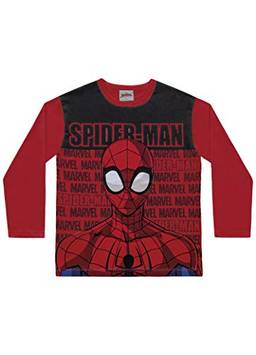 Camiseta Avulsa Manga Longa Spider Man, Fakini, Meninos, Vermelho, 4