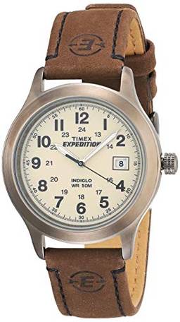 Timex Relógio de Campo Masculino Expedition Metal, Marrom/branco/vermelho, Relógio analógico, relógio de quartzo, movimento de quartzo