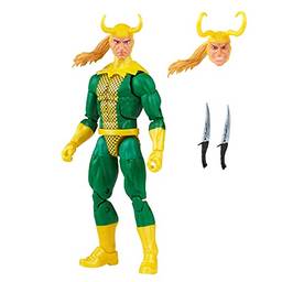Boneco Marvel Legends Series Retrô Figura de 15 cm com Acessórios - Loki - F5883 - Hasbro, Verde e amarelo
