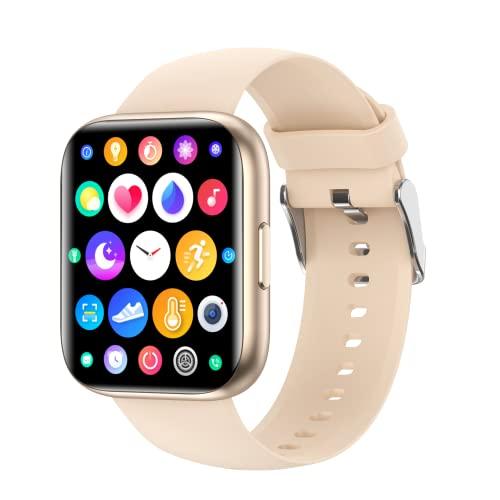 Smartwatch 1,81" tela de relógio inteligente para telefones Android iOS Monitor de freqüência cardíaca de oxigênio no sangue pressão arterial Ouro