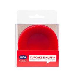 Cupcake e Muffin Formas Avulsas Silicone, Mor, Vermelho, 12 Unidades