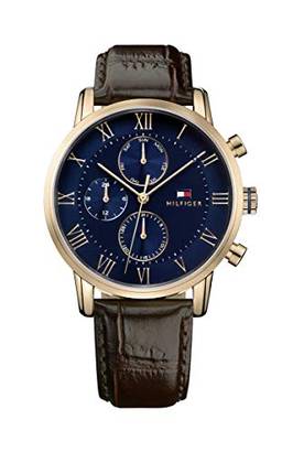Tommy Hilfiger Relógio masculino 1791399 SOFISTICATED SPORT analógico mostrador quartzo marrom, Mostrador marrom/azul, Movimento de quartzo
