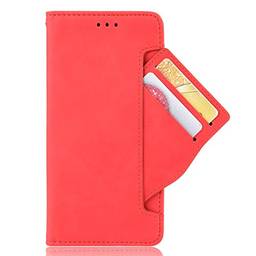 Zl One Compatível com/Substituição para Capa de telefone Xiaomi Redmi Note 9s / Note 9 Pro/Note 9 Pro Max Couro PU Proteção Cartão Slots Capa carteira Flip Cover (Vermelha)
