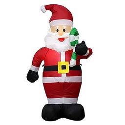 WUYUZI Papai Noel inflável de natal com bastão de doces Decorações para casa Quintal Luzes LED Enfeites ao ar livre Xmas Festa de Ano Novo Loja Quintal Decoração de jardim