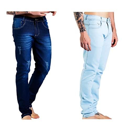 Kit 2 Calças Jeans Masculina Sandro Clothing Azul Claro e Azul Escuro (46)