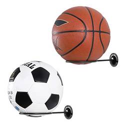 Clispeed suporte de bola montado na parede para basquete, futebol, vôlei, bola de exercícios (preto, 2 peças)