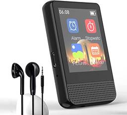 RUIZU Leitor de MP3 Bluetooth com rádio FM, reprodutor de MP3 com tela sensível ao toque de 1,8 polegadas com alto-falante, reprodutor de música de alta fidelidade de 16 GB com gravador de voz, e-book, aritmética, suporta cartão micro SD de até 128 GB
