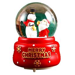 Heave Globo de neve de música, globos de neve de Natal, caixa muusica giratória para tema de Natal, globo de neve musical com luzes de resina, Papai Noel, árvore de Natal, decoração de neve, 6 meses