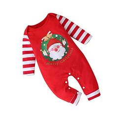 NUOBESTY Roupa de Natal para bebês meninas meninos macacão Natal roupas de bebê vermelho 80 cm