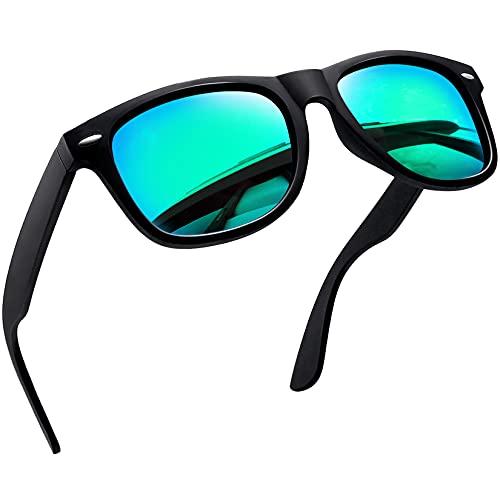 Joopin Óculos de Sol Masculinos Femininos Polarizados Quadrado Óculos de Sol Esportivos para Dirigir UV Proteção (Lente Espelhada Verde)