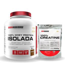 Kit Whey Protein 100% Isolada 2kg + 100% Creatina 500g - Bodybuilders (Chocolate)