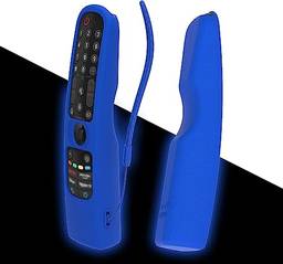 SIKAI Capa de silicone para LG AN-MR21GA / AN-MR21GC MR22GN MR22GA Magic Remote, capa protetora à prova de choque para controle remoto LG Smart TV 2021/2022, design em pé, antiperda com laço (brilho azul)