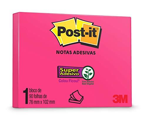 Bloco de Notas Super Adesivas Post-it Rosa 76 mm x 102 mm - 90 folhas