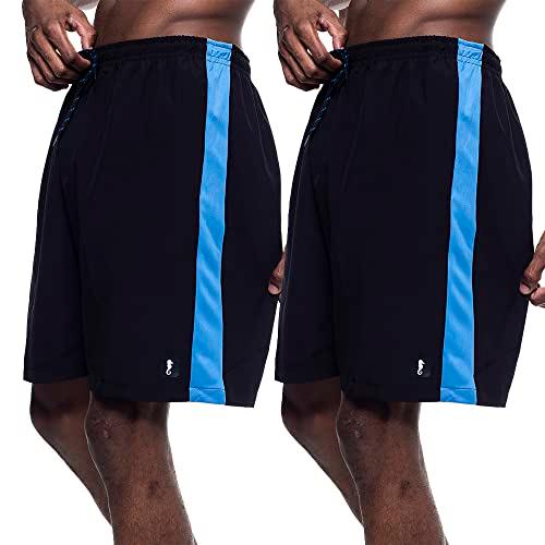 Kit 02 Bermudas Dry Fit Polo Marine - Masculinas, Shorts, Fitness, Academia, Treino (M, Kit C - Azul + Azul)