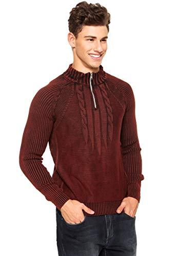 Blusa tricô meio ziper estonada 100% Algodão 7113 COR:Vermelho;Tamanho:P;Gênero:Masculino