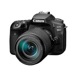 Canon Câmera DSLR [EOS 90D] com lente 18-135 USM | Wi-Fi integrado, Bluetooth, processador de imagem DIGIC 8, vídeo 4K, Dual Pixel CMOS AF e tela LCD de toque variável de 3,0 polegadas, preta