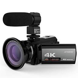 Miaoqian Câmera de vídeo digital portátil 4K 48MP WiFi com microfone externo e lente grande angular de 0,39X com tela de toque de 3,0 polegadas infravermelho infravermelho Night-shot com zoom digital