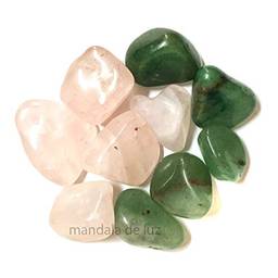 Kit de 10 Pedras Naturais Pequenas Quartzo Verde e Quartzo Rosa