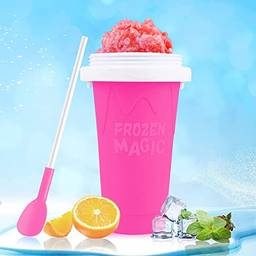 Slushy Cup Slushie Cup, Quick Frozen Magic Squeeze Cup, Dupla Camada Squeeze Slushy Maker Cup, Para o fabricante de sorvete caseiro de milk-shake de verão (Rosa)