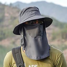 Tomshin Chapéu de sol Proteção UV Aba larga pescoço flap tampa facial capa multifuncional para caminhadas e pesca na praia