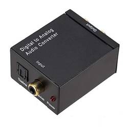 Conversor de áudio, Romacci Conversor de áudio digital para analógico Caixa comutadora de áudio Ótica para RCA AV Caixa seletora Coaxial Toslink